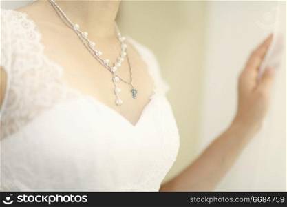 Portrait of a bride in a white dress