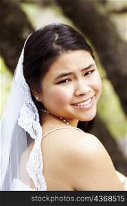 Portrait of a bride smiling