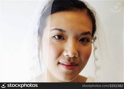 Portrait of a bride wearing a veil