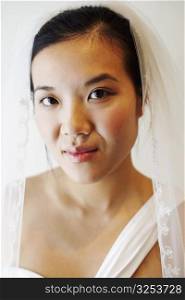 Portrait of a bride wearing a veil