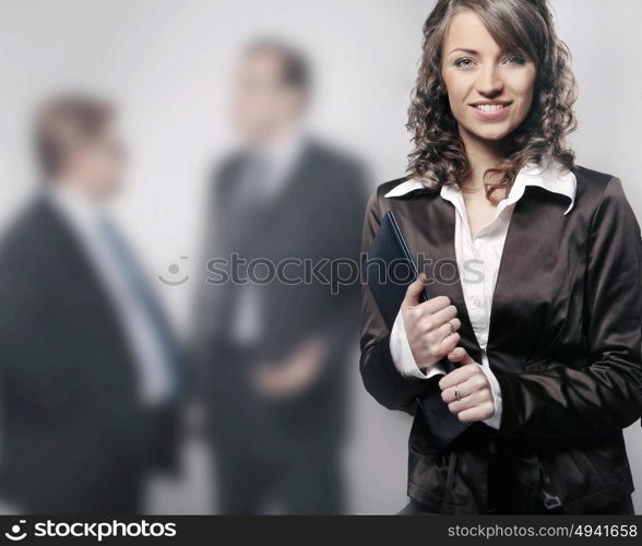 Portrait of a brunette manager on the meeting