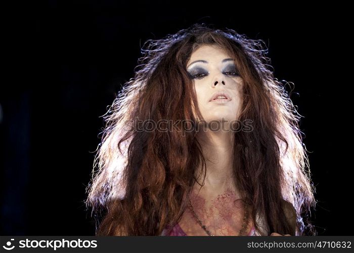 Portrait of a brunette with backlighting