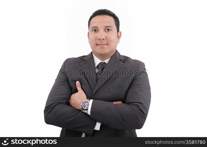 Portrait of a business man isolated on white background. Studio shot.