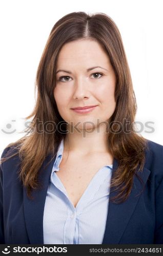 Portrait of a business woman, isolated over white background