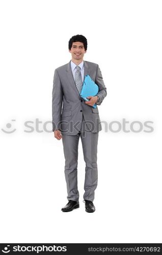 Portrait of a businessman carrying a file