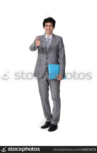 Portrait of a businessman giving the thumb&rsquo;s up