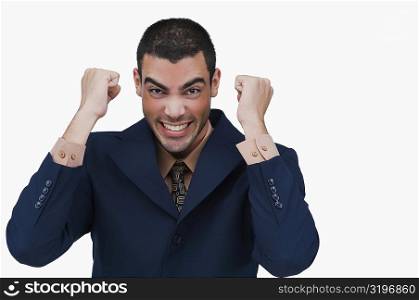 Portrait of a businessman in excitement