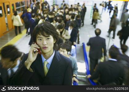 Portrait of a businessman talking on a mobile phone