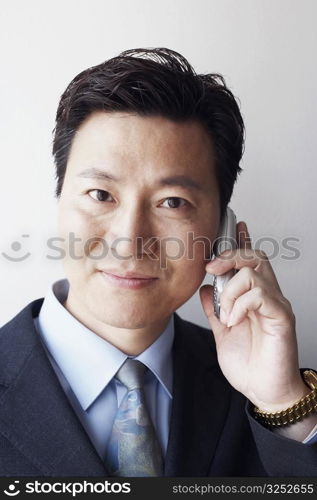 Portrait of a businessman talking on a mobile phone