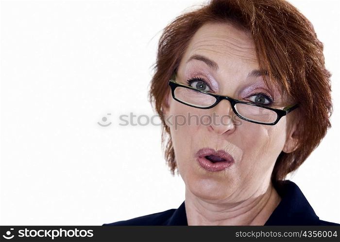 Portrait of a businesswoman puckering her lips