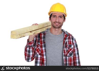 portrait of a carpenter on white background