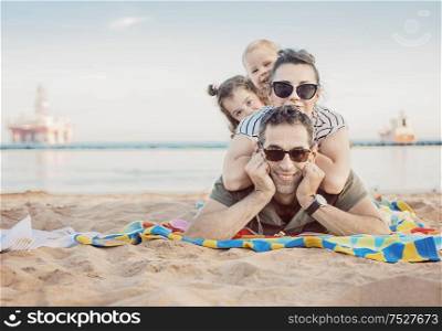 Portrait of a cheerful couple resting on vacation - summer shot