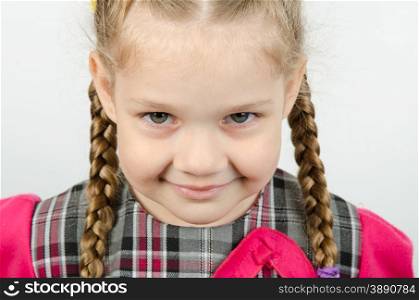 Portrait of a cheerful girl fun four-Europeans. Portrait of a cheerful four-year girl