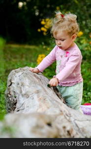 Portrait of a child. Little baby outdoors.