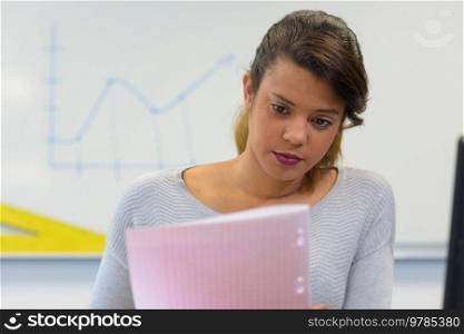 portrait of a concentrated female student