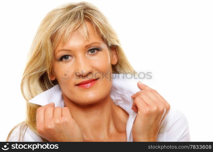 Portrait of a confident mature business woman isolated over white background