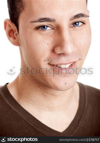 Portrait of a confident young man smilling, isolated on white