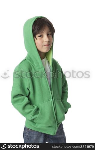 Portrait of a cool little boy with a hood