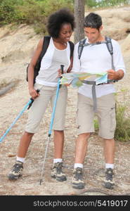 portrait of a couple hiking