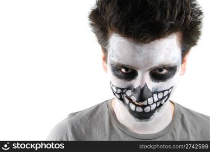 portrait of a creepy skeleton guy perfect for Carnival (isolated on white)
