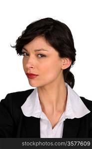 Portrait of a curious businesswoman