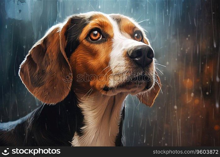 Portrait of a cute beagle dog.