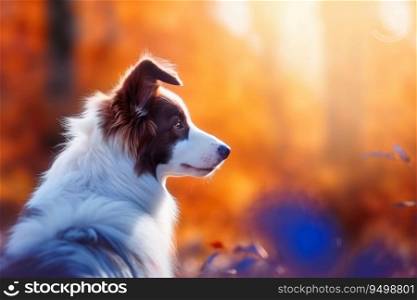 Portrait of a cute border collie dog created with generative AI technology