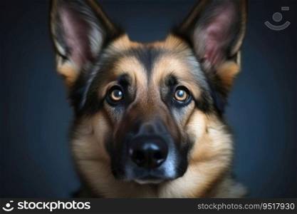Portrait of a cute german shepherd dog created with generative AI technology