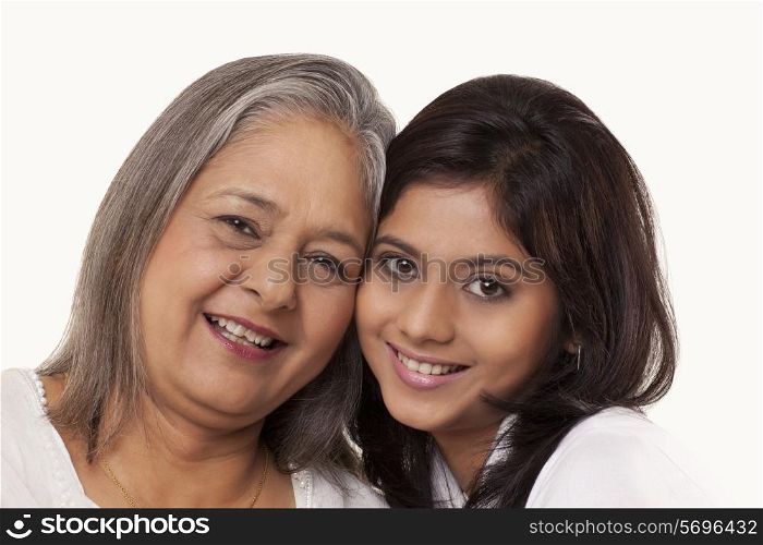 Portrait of a cute girl with her grandmother