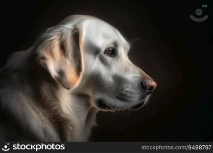 Portrait of a cute golden retriever dog created with generative AI technology