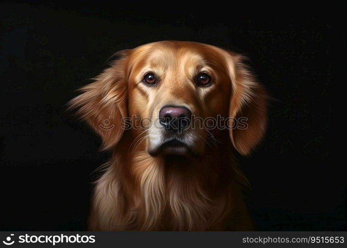 Portrait of a cute golden retriever dog created with generative AI technology