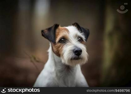 Portrait of a cute Jack Russel terrier do created with generative AI technology