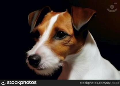 Portrait of a cute Jack Russel terrier do created with generative AI technology