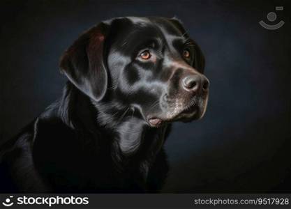 Portrait of a cute labrador dog created with generative AI technology