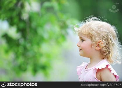 portrait of a cute little girl crying