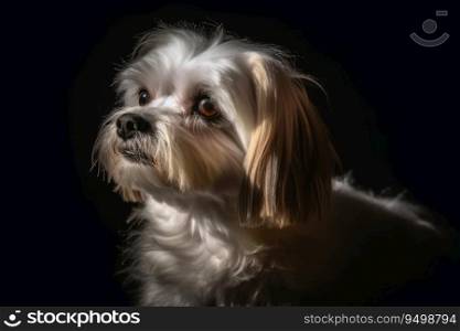 Portrait of a cute Malteser dog created with generative AI technology