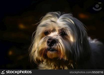 Portrait of a cute Malteser dog created with generative AI technology