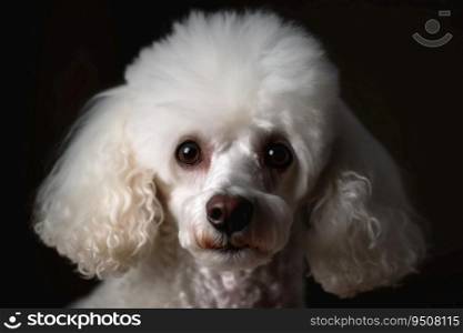 Portrait of a cute poodle dog created with generative AI technology