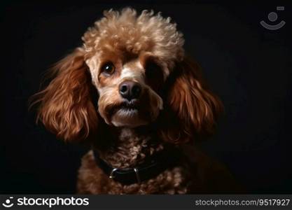 Portrait of a cute poodle dog created with generative AI technology