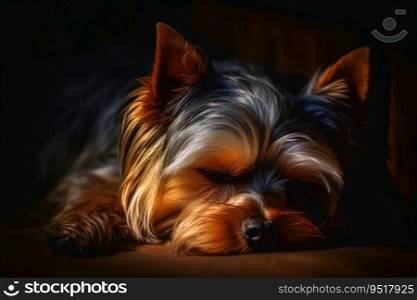 Portrait of a cute yorkshire terrier dog created with generative AI technology