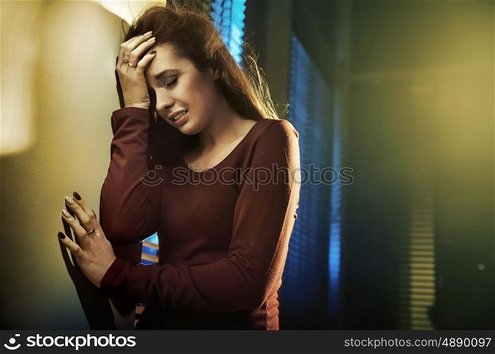 Portrait of a depressed young woman
