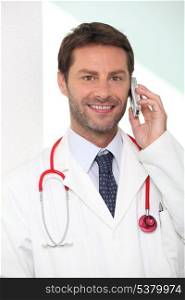 portrait of a doctor on the phone
