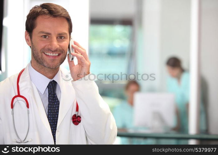 portrait of a doctor on the phone