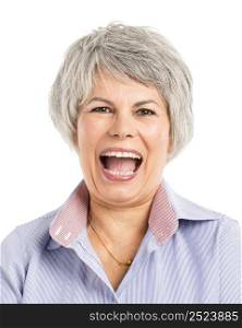 Portrait of a elderly woman with a happy expression