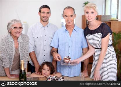 portrait of a family at birthday party