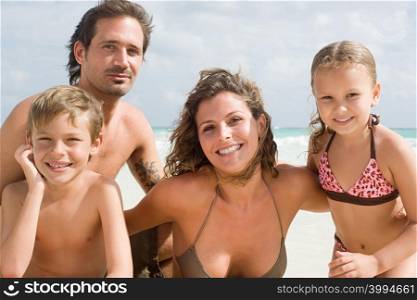 Portrait of a family on a beach