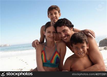 Portrait of a family on a beach