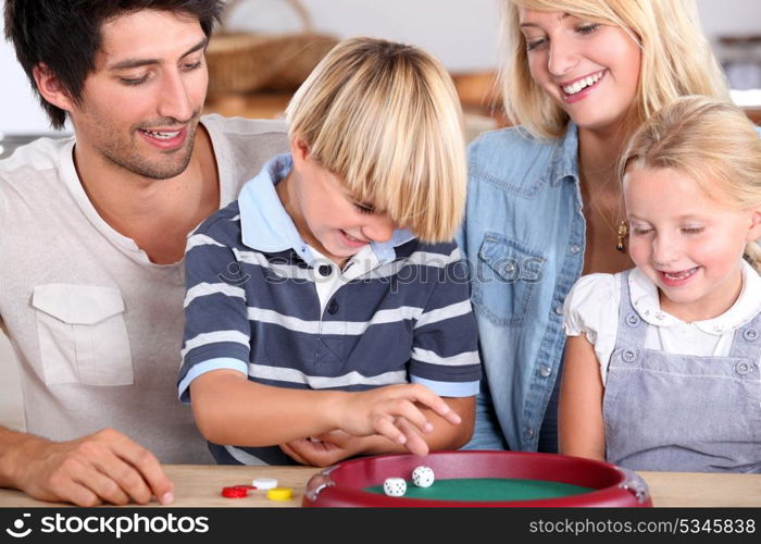 portrait of a family playing games