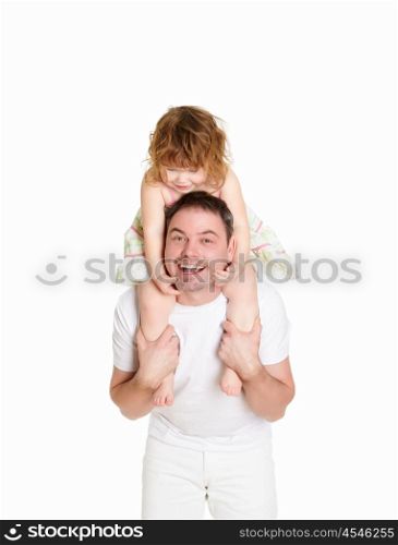 portrait of a father with his little daughter together