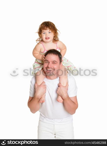 portrait of a father with his little daughter together